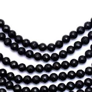 Shop Spinel Faceted Beads! AAA Black Spinel Gemstone Round Faceted Beads | 8inch Strand | Natural Black Spinel Semi Precious Gemstone 6mm-7mm Beads for Jewelry | Natural genuine faceted Spinel beads for beading and jewelry making.  #jewelry #beads #beadedjewelry #diyjewelry #jewelrymaking #beadstore #beading #affiliate #ad