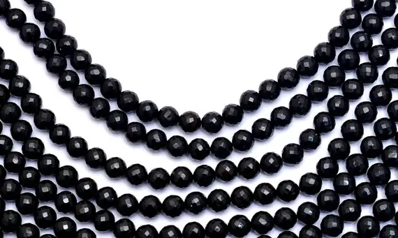 Aaa Black Spinel Gemstone Round Faceted Beads | 8inch Strand | Natural Black Spinel Semi Precious Gemstone 6mm-7mm Beads For Jewelry