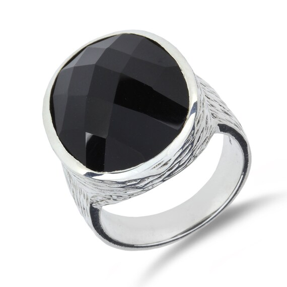 Sterling Silver Jet Ring
