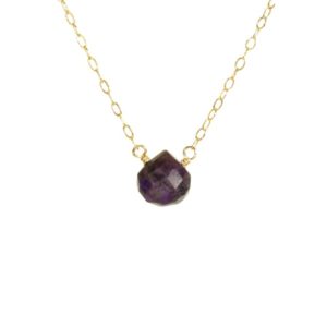 Shop Sugilite Necklaces! Sugilite necklace, purple stone necklace, cyclosilicate necklace, a drop of purple sugilite wire wrapped onto a 14k gold filled chain | Natural genuine Sugilite necklaces. Buy crystal jewelry, handmade handcrafted artisan jewelry for women.  Unique handmade gift ideas. #jewelry #beadednecklaces #beadedjewelry #gift #shopping #handmadejewelry #fashion #style #product #necklaces #affiliate #ad
