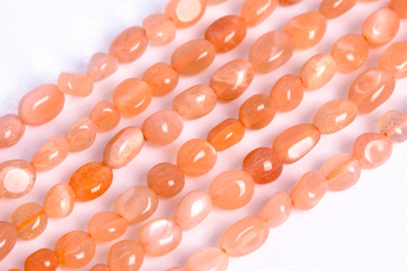 Genuine Natural Sunstone Loose Beads Grade Aa Pebble Nugget Shape 7-9mm