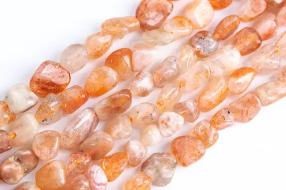 Genuine Natural Orange Sunstone Loose Beads Pebble Chips Shape 3-5mm