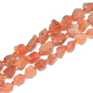 Shop Sunstone Chip & Nugget Beads! Natural Sunstone Rough Nugget Chunks Side Drill Beads Size 8x12mm 15.5'' Str | Natural genuine chip Sunstone beads for beading and jewelry making.  #jewelry #beads #beadedjewelry #diyjewelry #jewelrymaking #beadstore #beading #affiliate #ad