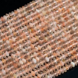 Shop Sunstone Faceted Beads! Genuine Natural Sunstone Loose Beads Grade AA Faceted Rondelle Shape 3x2mm | Natural genuine faceted Sunstone beads for beading and jewelry making.  #jewelry #beads #beadedjewelry #diyjewelry #jewelrymaking #beadstore #beading #affiliate #ad