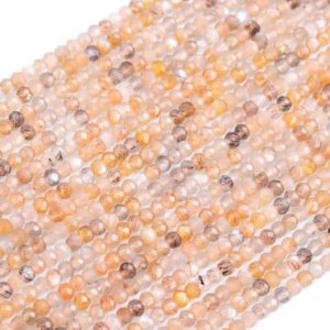 Shop Sunstone Faceted Beads! Genuine Natural Orange Sunstone Hematite Inclusions Loose Beads Faceted Rondelle Shape 3x2mm | Natural genuine faceted Sunstone beads for beading and jewelry making.  #jewelry #beads #beadedjewelry #diyjewelry #jewelrymaking #beadstore #beading #affiliate #ad