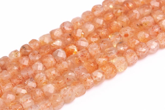Genuine Natural Orange Sunstone Loose Beads Grade Aa Faceted Cube Shape 2x2mm