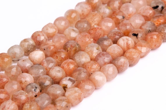 Genuine Natural Orange Sunstone Loose Beads Grade A Faceted Cube Shape 5x5mm