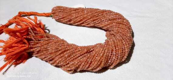 On Sale Natural Sunstone Faceted Rondelle Beads 2.5mm Sunstone Gemstone Beads Micro Cut Beads Top Quality 10 Strands Of 13"