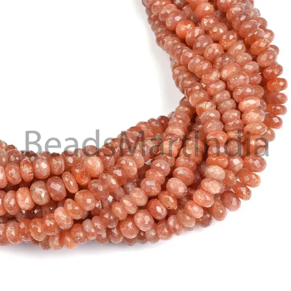 Sunstone Faceted Rondelle Shape Beads, 6-8 Mm Sunstone Rondelle Shape Beads, Sunstone Faceted Beads, Sunstone Beads