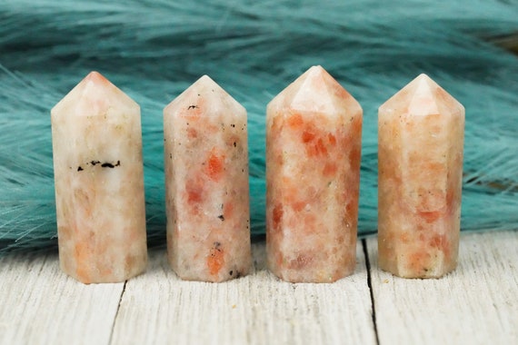 Small Orange Sunstone Tower Point For Crystal Grid