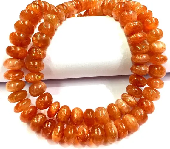 Natural Sunstone Rondelle Beads Smooth Polished Rondelle Beads Sunstone Gemstone Beads Jewelry Making Beads Top Quality.