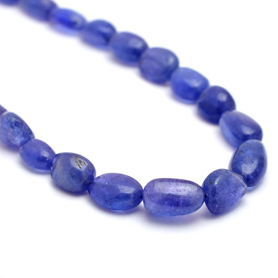 Aaa+ Tanzanite Gemstone 7mm-9mm Smooth Oval Nuggets Beads | Natural Tanzanite Precious Gemstone Loose Tumbled Beads For Jewelry Making