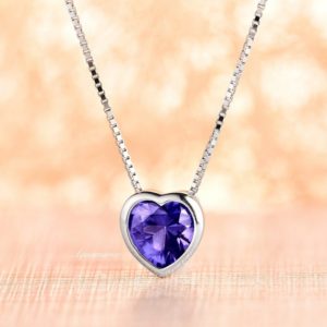 Shop Tanzanite Necklaces! Heart Tanzanite Necklace- Sterling Silver Necklace- Tanzanite Love Necklace- December Birthstone Necklace- Anniversary Birthday Gift For Her | Natural genuine Tanzanite necklaces. Buy crystal jewelry, handmade handcrafted artisan jewelry for women.  Unique handmade gift ideas. #jewelry #beadednecklaces #beadedjewelry #gift #shopping #handmadejewelry #fashion #style #product #necklaces #affiliate #ad