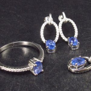 Shop Tanzanite Pendants! Natural Faceted Tanzanite 925 Sterling Silver Jewelry Set Ring Earring Pendant with CZ – 5.3 Grams | Natural genuine Tanzanite pendants. Buy crystal jewelry, handmade handcrafted artisan jewelry for women.  Unique handmade gift ideas. #jewelry #beadedpendants #beadedjewelry #gift #shopping #handmadejewelry #fashion #style #product #pendants #affiliate #ad