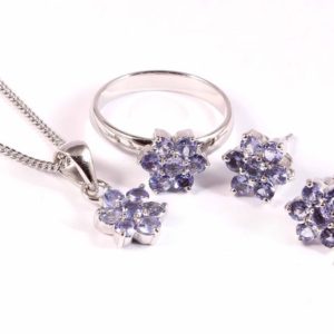 Shop Tanzanite Pendants! Natural Tanzanite Ring Earrings Pendant Necklace, Cluster Flower Jewelry Set, 925 Sterling Silver, Bridal Jewelry, December Birthstone Gift | Natural genuine Tanzanite pendants. Buy handcrafted artisan wedding jewelry.  Unique handmade bridal jewelry gift ideas. #jewelry #beadedpendants #gift #crystaljewelry #shopping #handmadejewelry #wedding #bridal #pendants #affiliate #ad