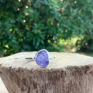 Shop Tanzanite Rings! Tanzanite Silver Ring, December Birthstone Jewellery, Raw Stone Silver Ring, Gift for Her | Natural genuine Tanzanite rings, simple unique handcrafted gemstone rings. #rings #jewelry #shopping #gift #handmade #fashion #style #affiliate #ad