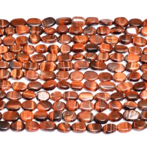 Shop Tiger Eye Chip & Nugget Beads! Tiger Eye Gemstone Flat Oval 8mm-10mm Nuggets Beads | 13" Strand |  Natural Red Tiger Eye Semi Precious Gemstone Oval Tumbled Fancy Beads | Natural genuine chip Tiger Eye beads for beading and jewelry making.  #jewelry #beads #beadedjewelry #diyjewelry #jewelrymaking #beadstore #beading #affiliate #ad