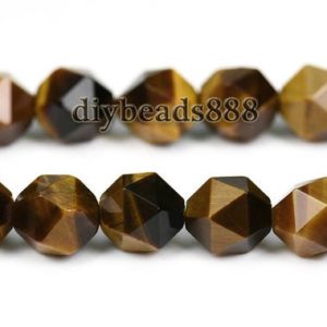 Shop Tiger Eye Chip & Nugget Beads! Grade A Yellow Tiger Eye Faceted Nugget Star Cut Bead,Diamond cut bead,Nugget beads,Tiger Eye beads,6mm 8mm 10mm for choice,15" full strand | Natural genuine chip Tiger Eye beads for beading and jewelry making.  #jewelry #beads #beadedjewelry #diyjewelry #jewelrymaking #beadstore #beading #affiliate #ad