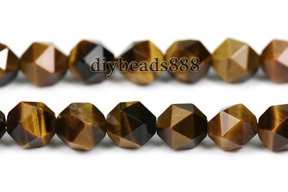 Grade A Yellow Tiger Eye Faceted Nugget Star Cut Bead,diamond Cut Bead,nugget Beads,tiger Eye Beads,6mm 8mm 10mm For Choice,15" Full Strand