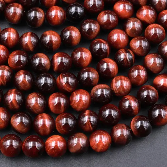 Natural Red Tiger's Eye Beads Smooth Round 4mm 6mm 8mm 10mm 15.5" Strand