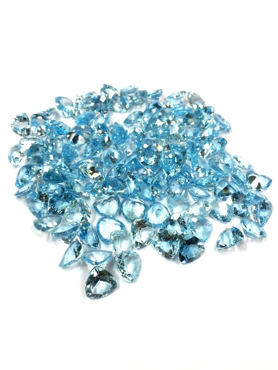 Natural Blue Topaz Cut Loose Gemstone Trillion Cut Gemstone 10 Mm Cut Stone 100 Carat Superb Quality