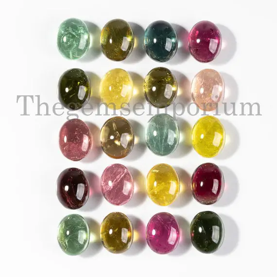 Aaa Quality 5 Pc Lot, Multi Tourmaline Cabs, Smooth Loose Gemstone, 8x10mm Tourmaline Cabochon, Tourmaline Smooth Oval Cabs, Cabochon