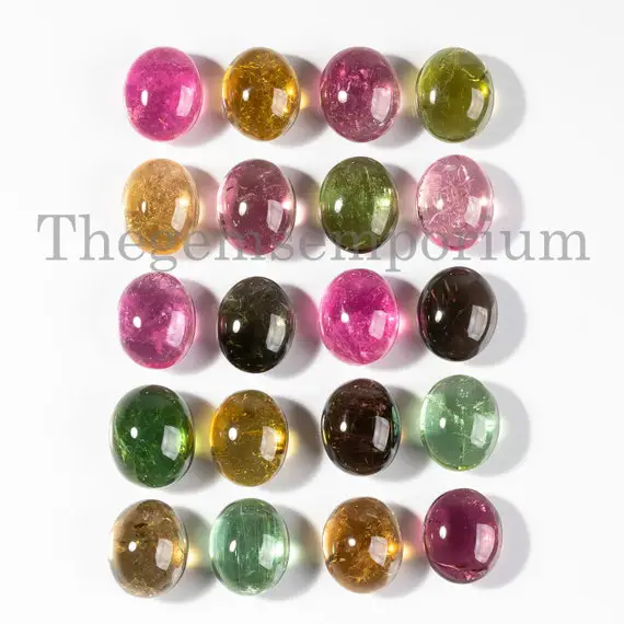 Aaa Quality 5 Pc Lot, Tourmaline Smooth Cabs, Calibrated Tourmaline 9x11mm, Oval Cabochon, Multi Tourmaline Cabochon, Tourmaline Loose Cabs