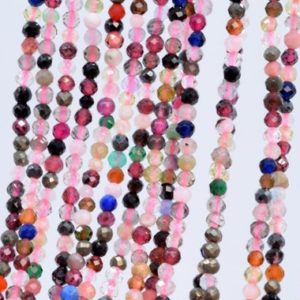 Shop Tourmaline Faceted Beads! Genuine Natural Multicolor Tourmaline Loose Beads Grade AA Faceted Round Shape 2mm | Natural genuine faceted Tourmaline beads for beading and jewelry making.  #jewelry #beads #beadedjewelry #diyjewelry #jewelrymaking #beadstore #beading #affiliate #ad