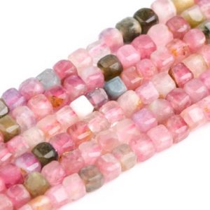 Shop Tourmaline Faceted Beads! Genuine Natural Multicolor Tourmaline Loose Beads Beveled Edge Faceted Cube Shape 2mm | Natural genuine faceted Tourmaline beads for beading and jewelry making.  #jewelry #beads #beadedjewelry #diyjewelry #jewelrymaking #beadstore #beading #affiliate #ad