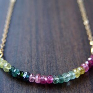 Multi Tourmaline Gold Necklace | Natural genuine Tourmaline necklaces. Buy crystal jewelry, handmade handcrafted artisan jewelry for women.  Unique handmade gift ideas. #jewelry #beadednecklaces #beadedjewelry #gift #shopping #handmadejewelry #fashion #style #product #necklaces #affiliate #ad