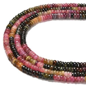 Shop Tourmaline Rondelle Beads! Natural Gradient Tourmaline Smooth Rondelle Beads Size 3x5mm 4x6mm 15.5''Strand | Natural genuine rondelle Tourmaline beads for beading and jewelry making.  #jewelry #beads #beadedjewelry #diyjewelry #jewelrymaking #beadstore #beading #affiliate #ad