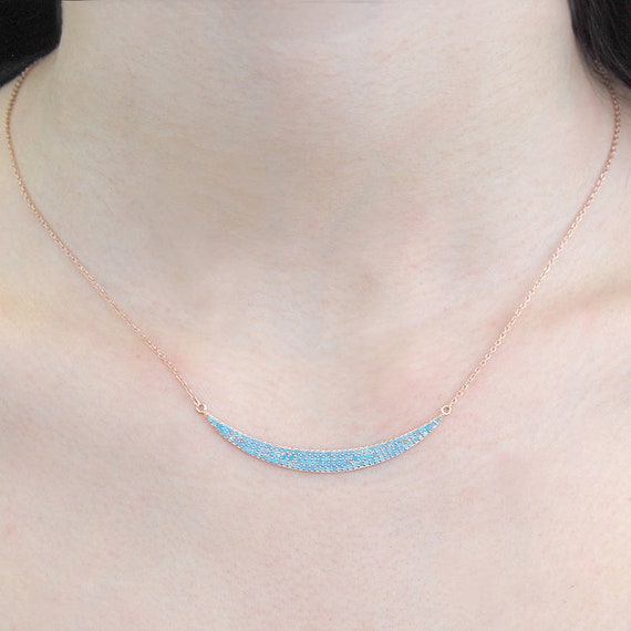 Gold Turquoise Necklace-oxidised Pendant Necklace-crescent Necklace-modern Necklace-silver Necklace-half Circle Pendant-delicate Necklace