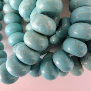 Shop Turquoise Rondelle Beads! Howlite Turquoise Rondelle Beads, Round Shaped Smooth Turquoise Rondelles, 12mm Each, 13 Inch Strand, GDS601 | Natural genuine rondelle Turquoise beads for beading and jewelry making.  #jewelry #beads #beadedjewelry #diyjewelry #jewelrymaking #beadstore #beading #affiliate #ad