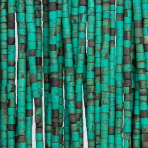 Shop Turquoise Round Beads! Brown Green Howlite Loose Beads Round Tube Shape 2x2mm | Natural genuine round Turquoise beads for beading and jewelry making.  #jewelry #beads #beadedjewelry #diyjewelry #jewelrymaking #beadstore #beading #affiliate #ad