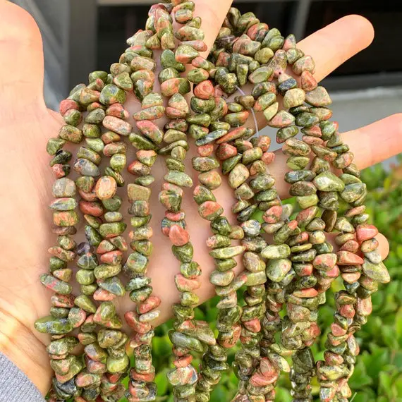 1 Strand/33" Top Quality Natural Unakite Healing Gemstone Free-form Gems Chip Bead For Earrings Bracelet Charm Necklace Jewelry Making