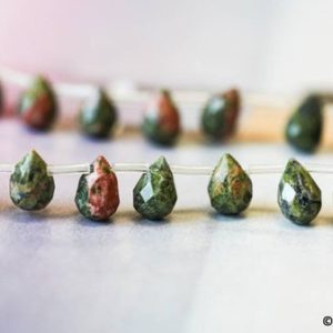 Shop Unakite Bead Shapes! M/ Unakite 10x7mm Teardrop Briolette beads 16" strand Natural gemstone beads Dangling For jewelry making | Natural genuine other-shape Unakite beads for beading and jewelry making.  #jewelry #beads #beadedjewelry #diyjewelry #jewelrymaking #beadstore #beading #affiliate #ad