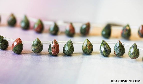 M/ Unakite 10x7mm Teardrop Briolette Beads 16" Strand Natural Gemstone Beads Dangling For Jewelry Making