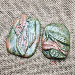 Shop Unakite Pendants! Natural Unakite Jasper Pendant Carving Cicada with Flower Leaf Designer Pendant | Natural genuine Unakite pendants. Buy crystal jewelry, handmade handcrafted artisan jewelry for women.  Unique handmade gift ideas. #jewelry #beadedpendants #beadedjewelry #gift #shopping #handmadejewelry #fashion #style #product #pendants #affiliate #ad
