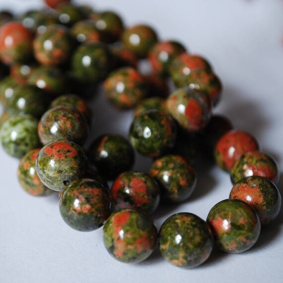 Natural Unakite Semi-precious Gemstone Round Beads - 4mm, 6mm, 8mm, 10mm Sizes - 15" Strand