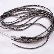 Natural Unique Uncut Rough Black Diamond Loose Spacer Beads Strand 2.50mm 3.50mm 