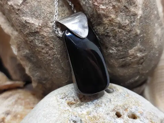 Unique Handmade Brown Hue Whitby Jet Pendant, 100% Natural, With Fine Silver --- Free Worldwide Shipping