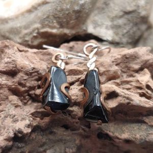 Shop Jet Earrings! Unique handmade earrings with Whitby jet, recycled copper wire and sterling silver — free worldwide shipping | Natural genuine Jet earrings. Buy crystal jewelry, handmade handcrafted artisan jewelry for women.  Unique handmade gift ideas. #jewelry #beadedearrings #beadedjewelry #gift #shopping #handmadejewelry #fashion #style #product #earrings #affiliate #ad