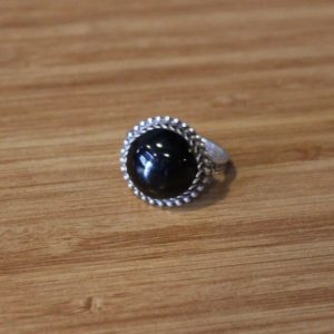 Shop Jet Rings! Victorian Style Jet Black Stone Sterling Silver Ring, Vintage RIng, Big Black Stone Ring, Natural Stone Jet Ring, Big Round Jet Stone Ring | Natural genuine Jet rings, simple unique handcrafted gemstone rings. #rings #jewelry #shopping #gift #handmade #fashion #style #affiliate #ad