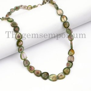 Shop Watermelon Tourmaline Beads! Natural Watermelon Tourmaline Necklace, Extremely Rare Tourmaline Necklace, Slice Nuggets Necklace, Necklace For Women, Gift For Her | Natural genuine chip Watermelon Tourmaline beads for beading and jewelry making.  #jewelry #beads #beadedjewelry #diyjewelry #jewelrymaking #beadstore #beading #affiliate #ad