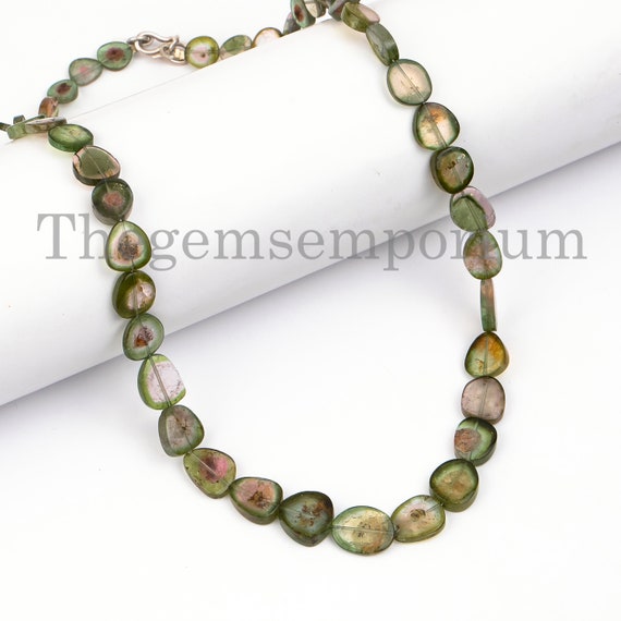 Natural Watermelon Tourmaline Necklace, Extremely Rare Tourmaline Necklace, Slice Nuggets Necklace, Necklace For Women, Gift For Her