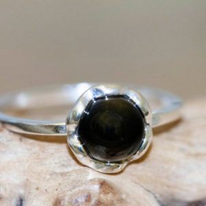 Shop Jet Rings! Whitby Jet ring. Elegant ring. Perfect gift. Designer ring. Whitby Jet jewelry. Flower design. Unique jewelry. Contemporary ring. Black ring | Natural genuine Jet rings, simple unique handcrafted gemstone rings. #rings #jewelry #shopping #gift #handmade #fashion #style #affiliate #ad