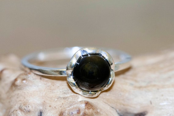 Whitby Jet Ring. Elegant Ring. Perfect Gift. Designer Ring. Whitby Jet Jewelry. Flower Design. Unique Jewelry. Contemporary Ring. Black Ring