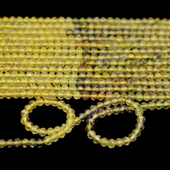 Multi Yellow Sapphire Precious Gemstone 2mm-3mm Micro Faceted Rondelle Beads | 13" Strand | Natural Yellow Sapphire Precious Gemstone Beads