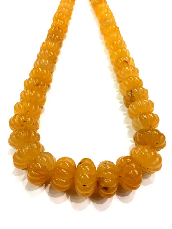 Extremely Rare~natural Wonder Yellow Sapphire Melon Shape Beads Unique Sapphire Carved Pumpkin Beads 14-20.mm Extra Large Melon Beads
