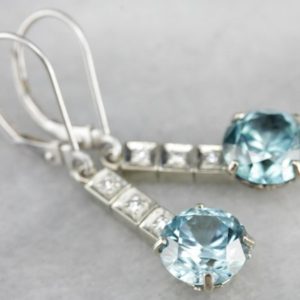 Shop Zircon Earrings! Blue Zircon and Diamond Earrings, Zircon Drop Earrings, Bridal Jewelry, White Gold Earrings YN7CJN41 | Natural genuine Zircon earrings. Buy handcrafted artisan wedding jewelry.  Unique handmade bridal jewelry gift ideas. #jewelry #beadedearrings #gift #crystaljewelry #shopping #handmadejewelry #wedding #bridal #earrings #affiliate #ad